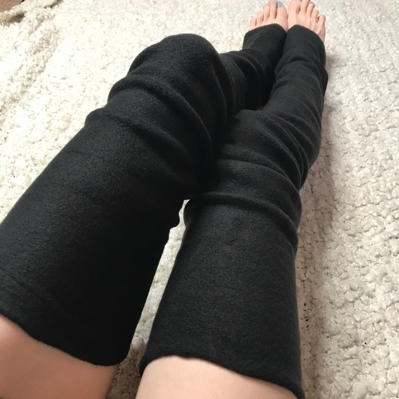 Warm Black Fleece Thigh Highs Leg Warmers Long Knee Socks Boots Thermal Leggings - Picture 1 of 5